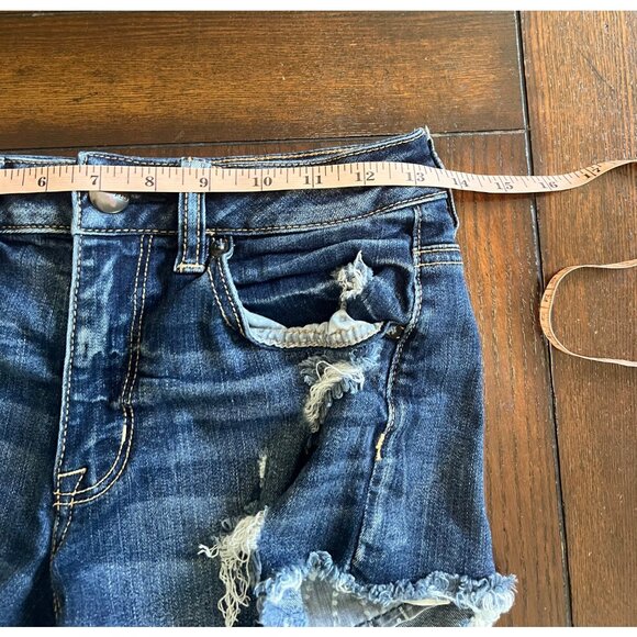 American Eagle Outfitters Hi-Rise Festival Distressed Denim Jean Shorts Size 2 - Picture 7 of 9